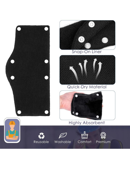 Banda de Sudor Reutilizable Aneco 12 Piezas Algodón Negro