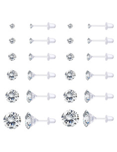 Pendientes Transparentes LOLIAS 12 Pares para Oídos Sensibles