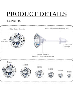 Pendientes Transparentes LOLIAS 12 Pares para Oídos Sensibles 2