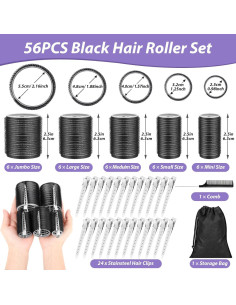 Set de Rulos Autoadhesivos Qinzave 56 PCS 5 Tamaños para Cabello 2