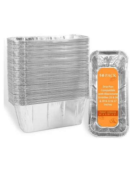 Paquete de 50 forros de bandeja de goteo Blackstone 20.32x9.4 cm