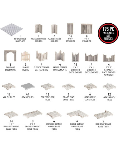 Conjunto Base Palisade Pintable Monster 195 Piezas RPG