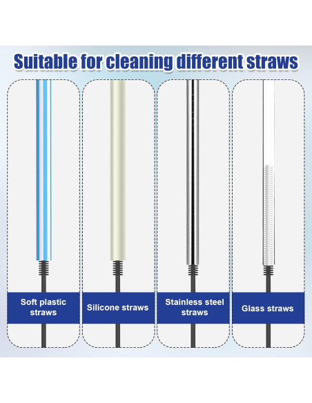 2 Cepillos Limpiadores de Pajitas de Silicona XIHIRCD 24cm