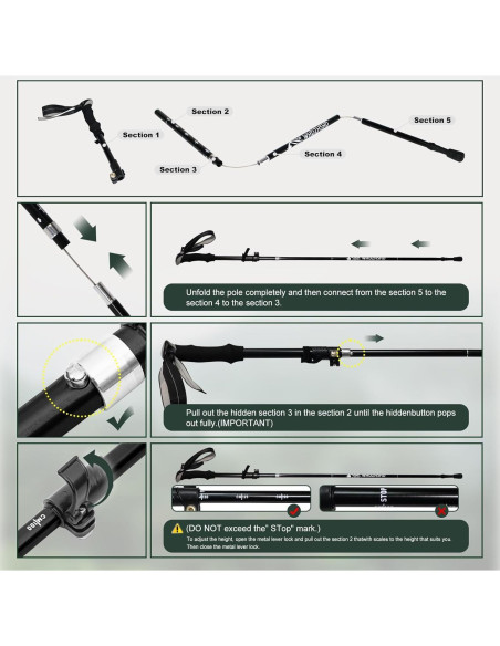 Bastones de Trekking Plegables WHDZHSHD de Aluminio 130 cm