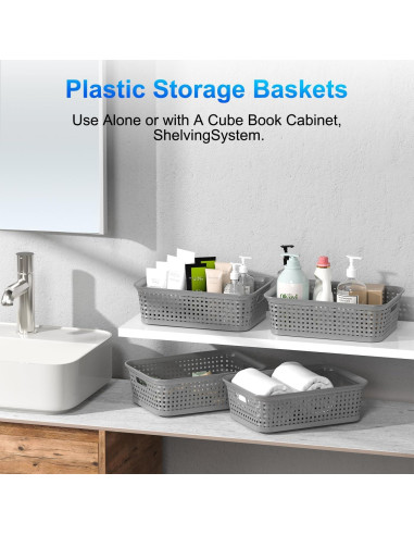 Paquete de 12 Cestas de Almacenamiento FUCDTEFC 26.9x18.3 cm