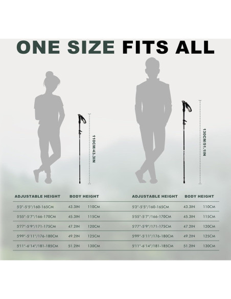 Bastones de Trekking Plegables WHDZHSHD de Aluminio 130 cm