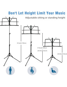 Soporte de Partituras Plegable EASTROCK de Aluminio Negro 2