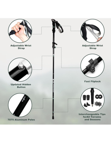 Bastones de Trekking Plegables WHDZHSHD de Aluminio 130 cm