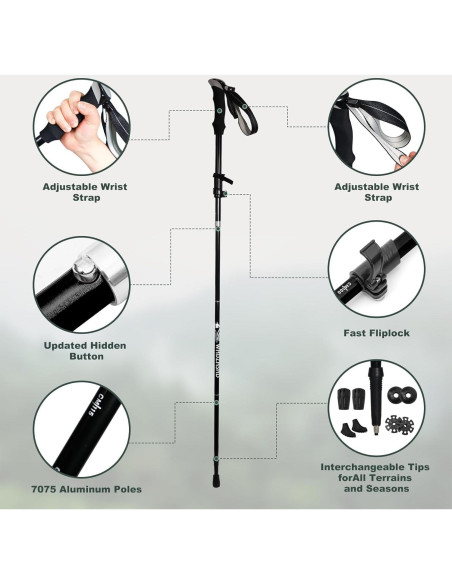 Bastones de Trekking Plegables WHDZHSHD de Aluminio 130 cm
