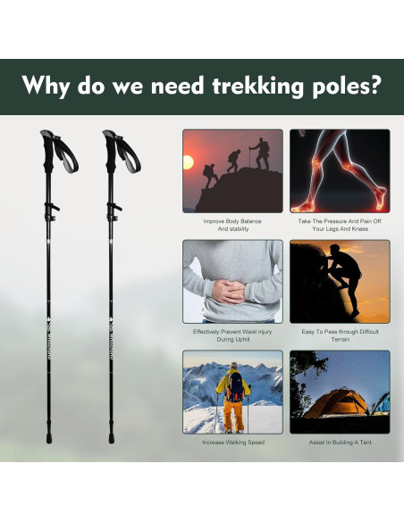 Bastones de Trekking Plegables WHDZHSHD de Aluminio 130 cm