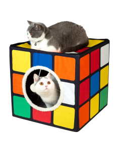 Casa de Gato LUCKITTY Grande con Cojines Reversibles y Juguete