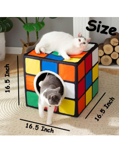 Casa de Gato LUCKITTY Grande con Cojines Reversibles y Juguete 2