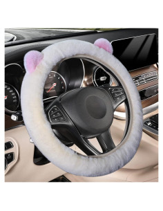 Funda de Volante Esponjosa JXJKMMN con Orejas de Conejo Beige