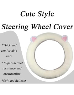 Funda de Volante Esponjosa JXJKMMN con Orejas de Conejo Beige 2