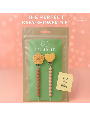 Clip de Chupete de Madera 2 Pack para Niña - Diseño de Perlas