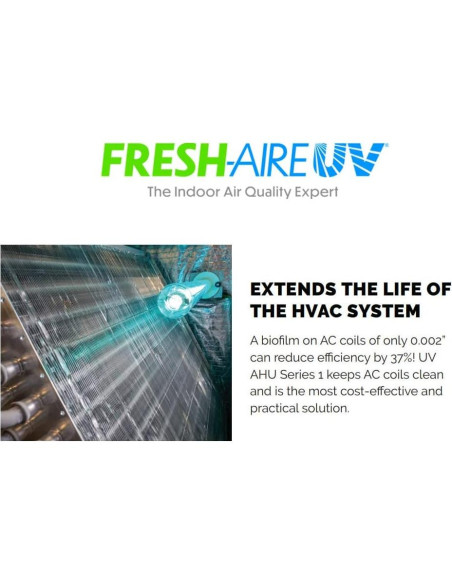 Purificador de aire Fresh-Aire UV AHU con lámpara dual y luz UV
