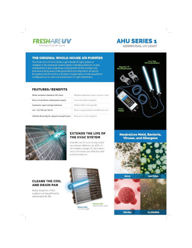 Purificador de aire Fresh-Aire UV AHU con lámpara dual y luz UV