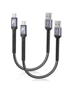 Cable USB A a USB C Carga Rápida 1FT 2Pack PRAKIE Gris