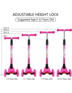 Scooter ChromeWheels Rosa 3 Ruedas Ajustable 59.87 kg 2