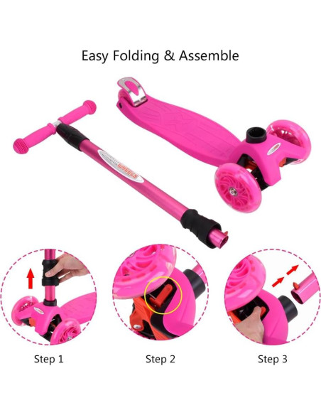 Scooter ChromeWheels Rosa 3 Ruedas Ajustable 59.87 kg