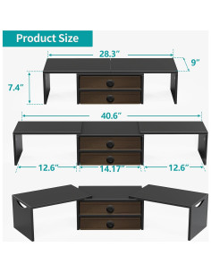 Soporte Elevador para Doble Monitor Zimilar con 2 Cajones 2