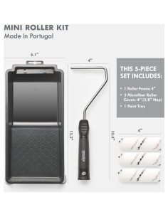 Kit de Rodillo de Pintura Mini Remolika 5 Piezas 4" Microfibra 2