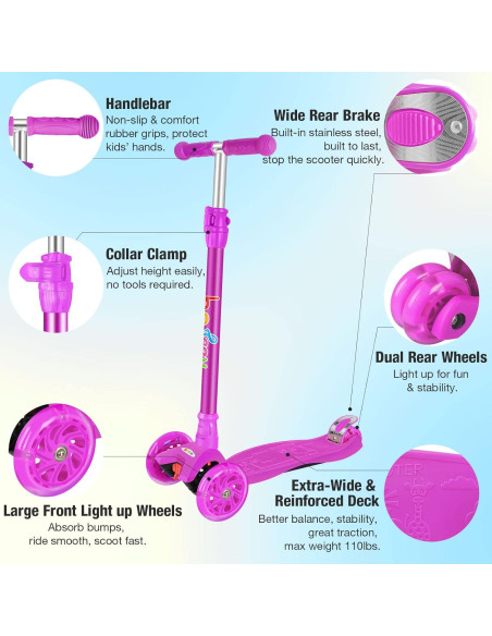 Patinete BELEEV BE003 para Niños 3 Ruedas Ajustable