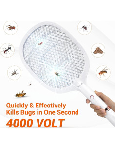 Raqueta matamoscas eléctrica recargable YsChois 2 en 1 4000V 2