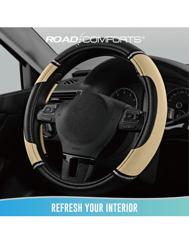 Cubierta de Volante de Cuero Road Comforts Beige 36.83-38.1 cm