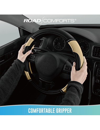 Cubierta de Volante de Cuero Road Comforts Beige 36.83-38.1 cm