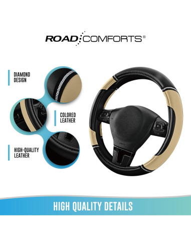 Cubierta de Volante de Cuero Road Comforts Beige 36.83-38.1 cm