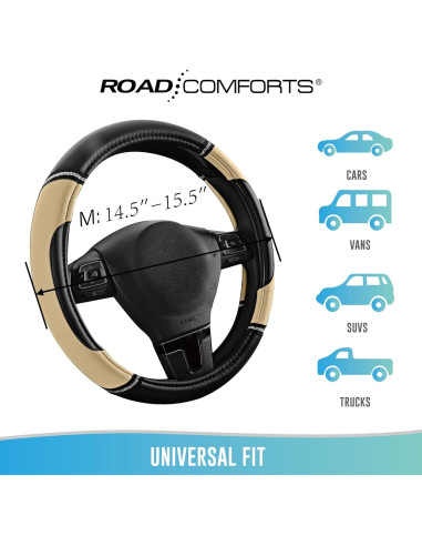 Cubierta de Volante de Cuero Road Comforts Beige 36.83-38.1 cm