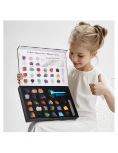 Kit de Rocas y Minerales HOPEME 25 PCS con Guía Educativa