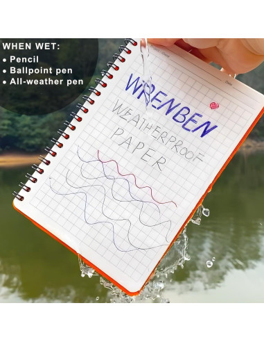 Cuadernos Espirales Impermeables WRENBEN A6 Negro - 2 Pack