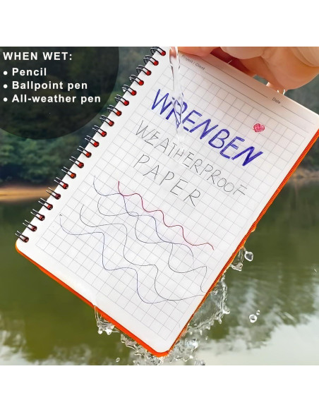 Cuadernos Espirales Impermeables WRENBEN A6 Negro - 2 Pack