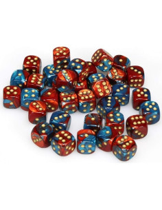 Juego de Dados DND Chessex 36 D6 12mm Rojo Teal Dorado 2