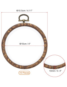 Aros de Bordado PATIKIL 10 Piezas 10cm Imitación Madera 2