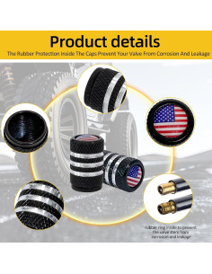Tapas de Válvula de Neumático RVPNR - Paquete de 6 Aluminio Negro 2