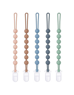 Clip de Chupete de Silicona 100% Grado Alimenticio - Paquete de 5