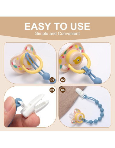 Clip de Chupete de Silicona 100% Grado Alimenticio - Paquete de 5