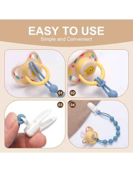 Clip de Chupete de Silicona 100% Grado Alimenticio - Paquete de 5