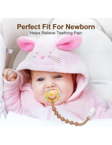 Clip de Chupete de Silicona 100% Grado Alimenticio - Paquete de 5