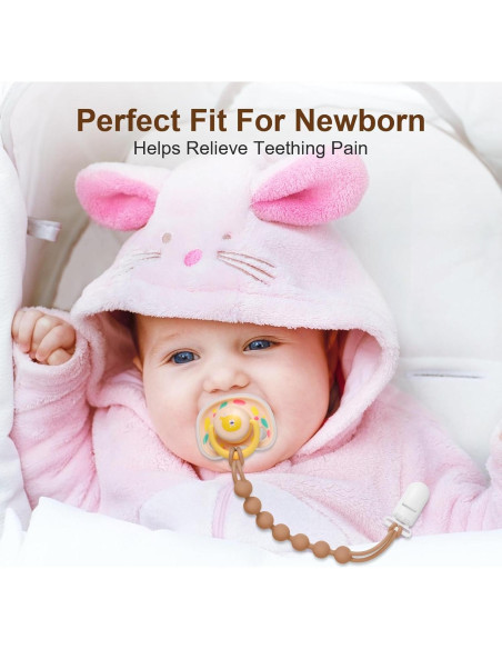 Clip de Chupete de Silicona 100% Grado Alimenticio - Paquete de 5