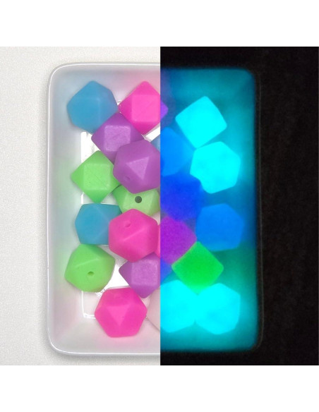 Perlas de Silicona Hexagonales 14mm Blue Rabbit Co - 20 Piezas