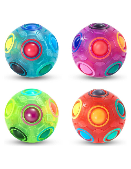 Bola Mágica Arcoíris Vdealen - Juego Antiestrés 7 cm - Paquete de 4