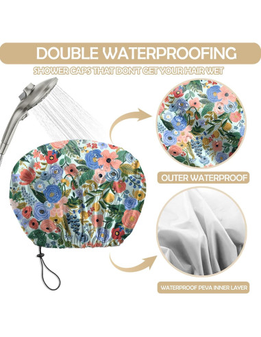 Gorro de Ducha Reutilizable BHAHB Doble Capa Ajustable Rosa