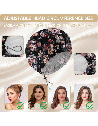 Gorro de Ducha Reutilizable BHAHB Doble Capa Ajustable Rosa