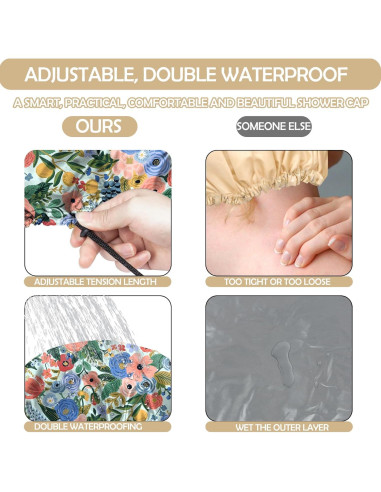 Gorro de Ducha Reutilizable BHAHB Doble Capa Ajustable Rosa