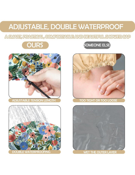 Gorro de Ducha Reutilizable BHAHB Doble Capa Ajustable Rosa