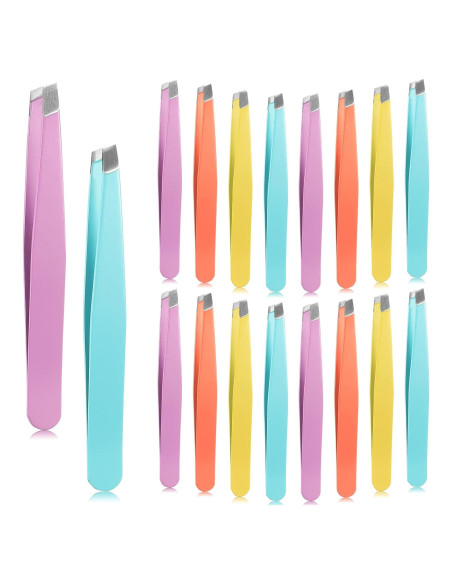 16 Pinzas de Cejas Inclinadas Maitys Acero Inoxidable Precisión